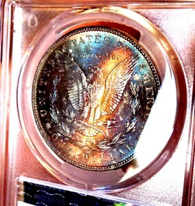 モーガン シルバー ドル 1886 PCGS MS 63 モンスター レインボー 両面 WOW コイン!!