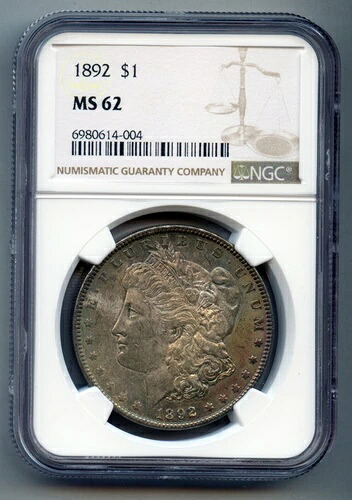 1892年 モルガン銀貨 NGC MS 62