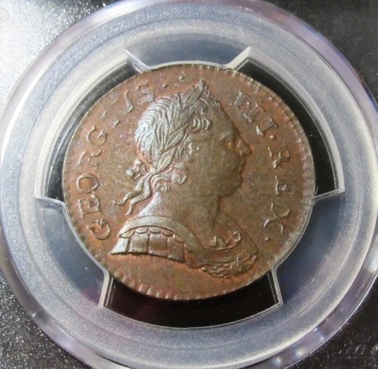 イギリス ジョージ3世 1/2ペニー 1773 MS64 ブラウン PCGS 素晴らしい色調