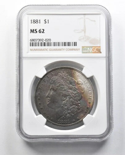 MS62 1881年 モルガン銀貨 NGC 美しい色調 *2212
