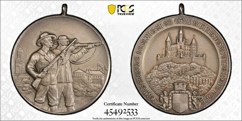 PCGS ヘッヒンゲン 1914 SP63 射撃メダル シルバー シティビュー ホーエンツォレルン トップポップ
