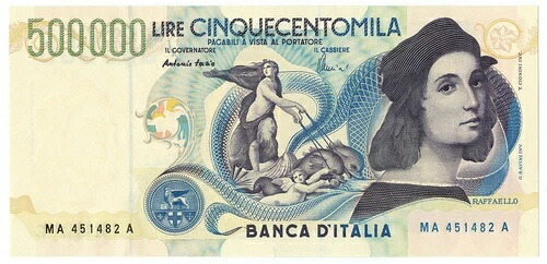 500000 リラ BANCA D'ITALIA RAFFAELLO LETTERA A 13/05/1997 FDS