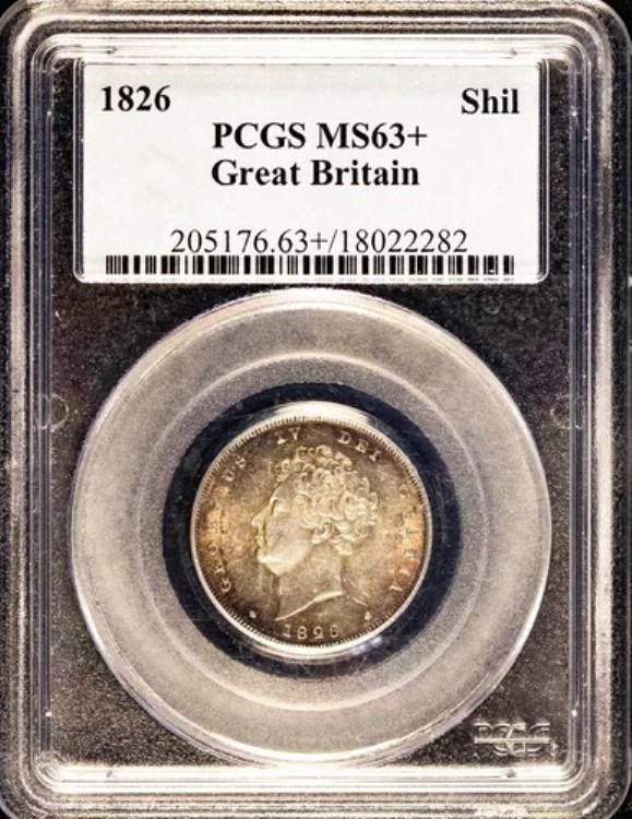 1826年 イギリス シルバー シリング コイン PCGS MS63+
