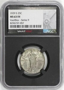1929-S スタンディング・リバティ・クォーター 25セント NGC MS63 FH フルヘッド - VaultBox [BN057]