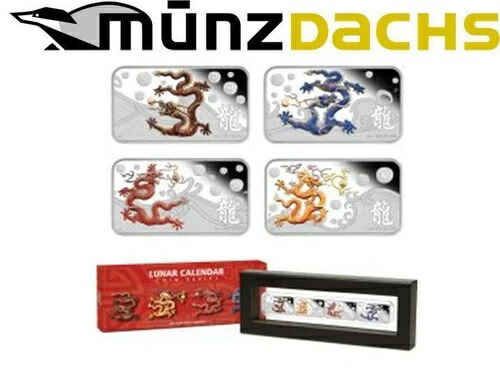 4 x 1ドル 1オンス シルバー レクタングル 4コインセット ドラゴン オーストラリア 2012 クック諸島 プルーフ 226,600円