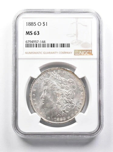 MS63 1885-O モルガン銀貨 NGC 美しい色調 *7449