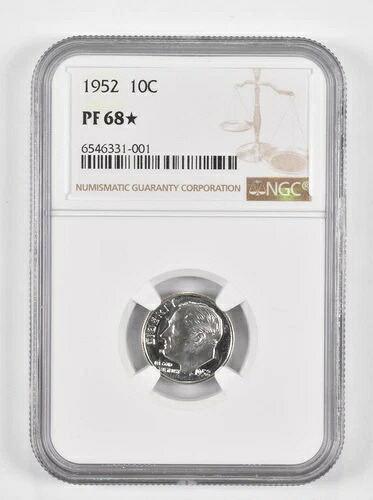 PF68* 1952年 ルーズベルト ダイム NGC *1283