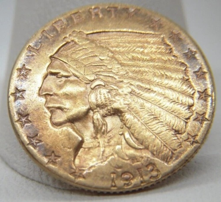 1913年ペンス 2.5ドル ゴールド インディアンヘッドコイン AU/BU c2053 215,600円