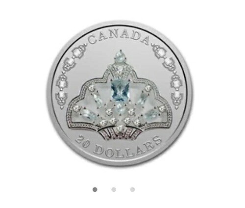 2020年カナダ銀貨20ドルエリザベス2世のブラジル産アクアマリンティアラOBO 215,600円