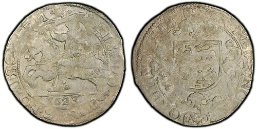 ネス。フリースラント州。 1623-(ライオン?) AR 6 Stuivers、スナップハーンシェリング PCGS AU55