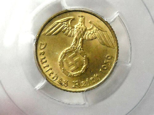 PCGS MS-63 ナチス ドイツ スワスティカ 1939-A 5 ライヒス ペニッヒ コイン 第三帝国造幣局 UNC!