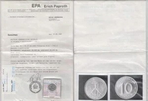 10 Pfennig GDR 1952 E エキスパート Papproth 非常に希少 良好な鋳造状態