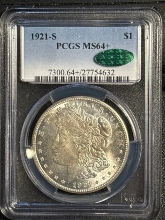 1921年 S モーガン銀貨 PCGS MS-64+ CAC