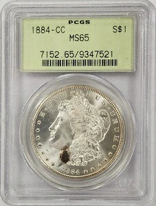 1884年-CC モルガン銀貨 PCGS MS65