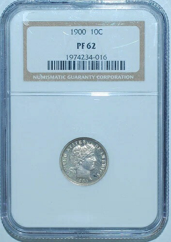 1900年 NGC PR62 プルーフストライク バーバー ダイム