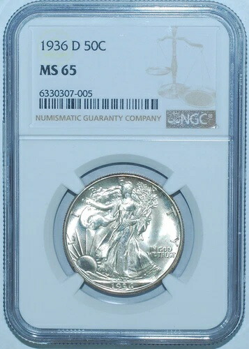 1936年 D NGC MS65 ウォーキング・リバティ・ハーフダラー