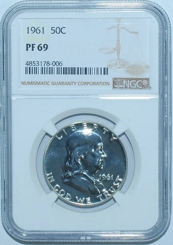 1961年 NGC PR69 プルーフストライク フランクリン ハーフダラー