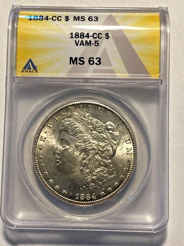 #A7043、モルガン銀貨、ANACS MS63 1884 CC Vam 5