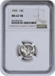 1935年 マーキュリー シルバー ダイム MS67FB NGC