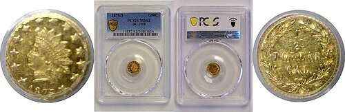 1875/3 50セント カリフォルニア フラクショナルゴールド BG-1058 PCGS MS-62