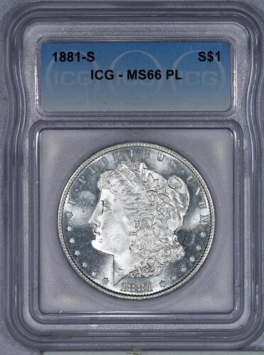 1881-S モーガン シルバー ダラー $1 ICG MS66PL プルーフライク!