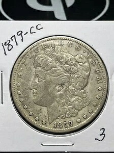 1879-CC モーガン銀貨、VF 詳細
