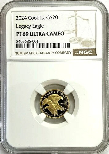 2024年 ゴールド クック諸島 20ドル レガシーイーグル .9999 ファインコイン NGC プルーフ 70 UC｜WORLD RESOURCE【KING店】