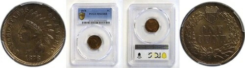 1878年 1セント インディアンヘッド セント PCGS MS-63 RB