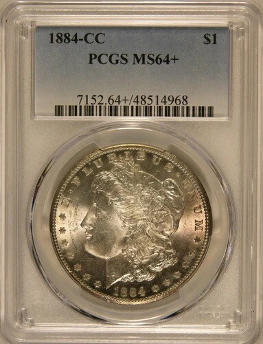 1884-CC「モーガン」1ドル銀貨 PCGS MS64+ *少量発行* 217,250円