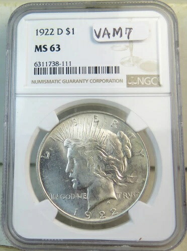 1922年 D ピースダラー NG C MS63 *VAM 7 トリプル回転 TOP50* BR