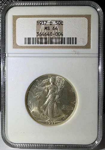 1937-D 50セントウォーキング・リバティ・シルバー・ハーフドル NGC MS64 (004)