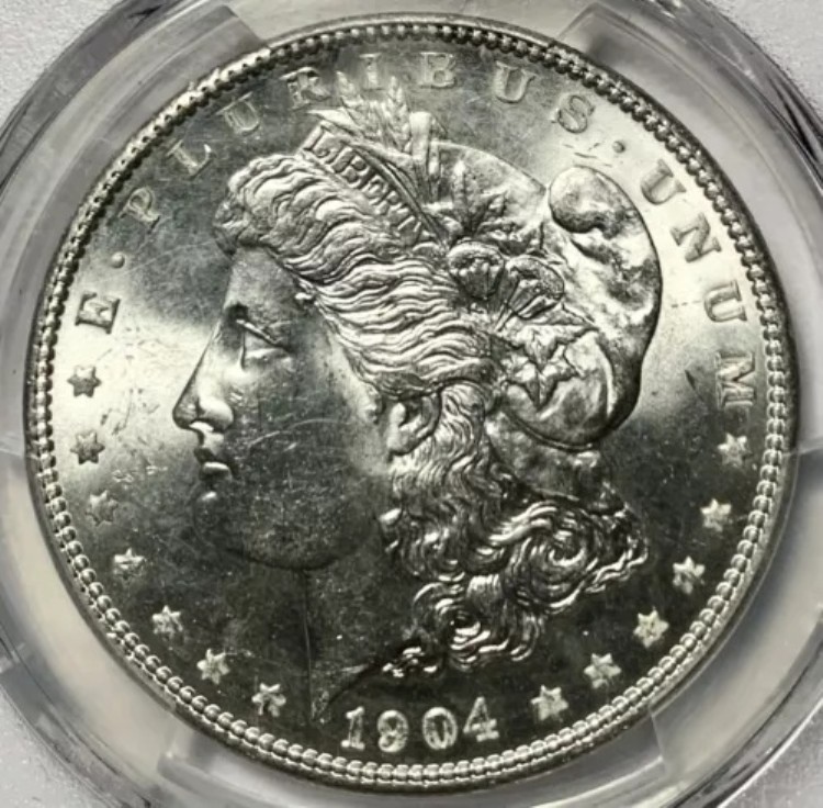 1904年製。ほとんどのモルガン・ダラーよりも美しい。PCGS MS63 215,050円