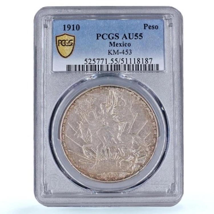 メキシコ 1 ペソ カバリート グリト ドロレス インディペンデンス AU55 PCGS 銀貨 1910