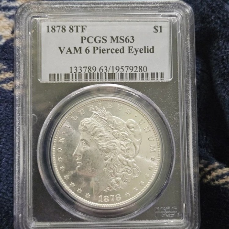 1878年 8TF $1 銀モルガンドル PCGS MS63 ピアスまぶた VAM 6