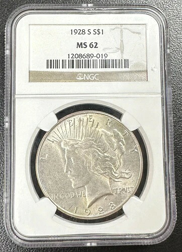 1928-S アメリカ銀貨平和ドル NGC MS62