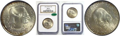 1936年 50セント アルバニー記念ハーフドル NGC MS-66 CAC