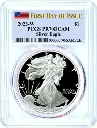 2023 W $1 プルーフ シルバー イーグル PCGS PR70 DCAM 発行初日フラグラベル