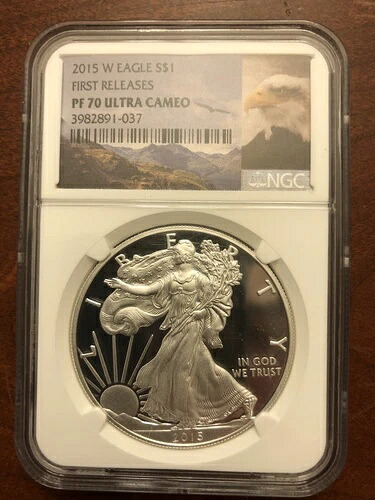 2015 W プルーフ シルバー イーグル NGC PF70 ウルトラカメオ アーリーリリース フライングイーグルラベル