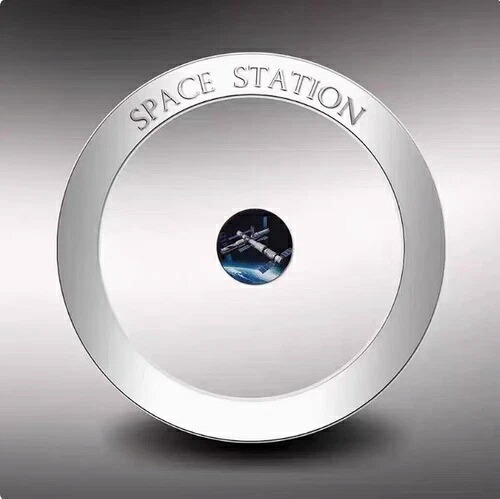 フィジー 2021年 2ドル銀貨 + アクリル宇宙ステーション 40mmコイン COA + 箱付き 999枚