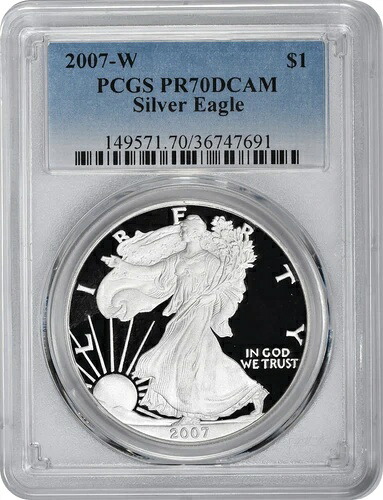 2007-W アメリカン シルバー イーグル ドル PR70DCAM PCGS プルーフ 70 ディープカメオ