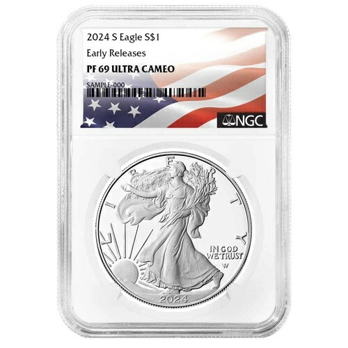 2024-S $1 1オンス プルーフ アメリカン シルバー イーグル NGC PF69UC ER フラッグラベル