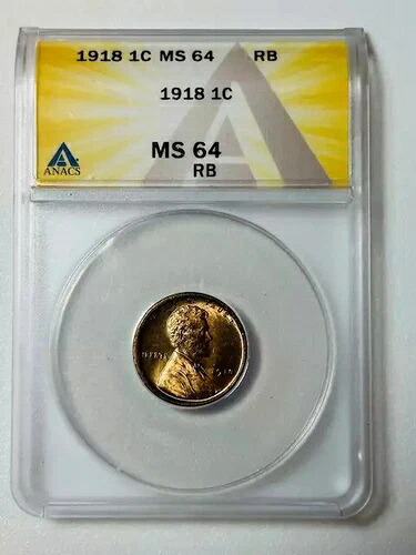 1918年 P スモールセント リンカーン ペニー ANACS MS-64 レッドブラウン
