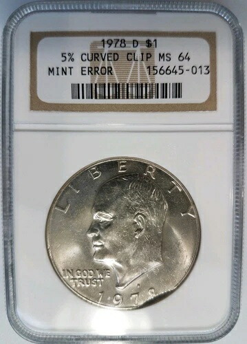 1978年 D アイゼンハワー ダラー IKE NGC MS 64 カーブクリップ 5% クリップ ミントエラーコイン