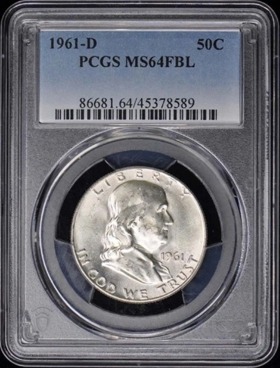 1961-D 50セント フランクリン ハーフダラー PCGS MS64FBL