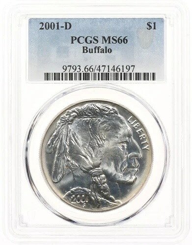 2001-D $1 PCGS MS66 アメリカンバッファロードル銀貨記念品