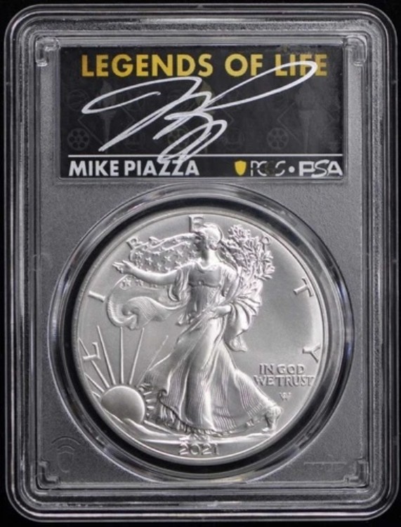 2021年 マイク・ピアッツァ オートグラフ シルバーイーグル T2 PCGS MS70