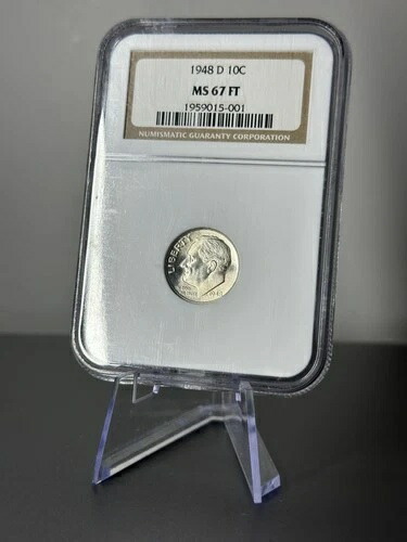 1948-D ルーズベルト ダイム 10セント NGC MS67 FT 銀貨