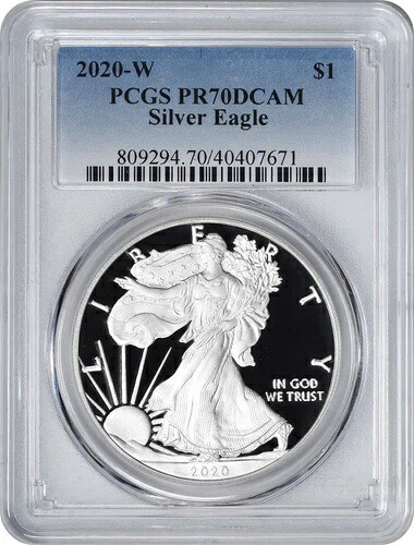 2020-W 1ドル アメリカン シルバー イーグル PR70DCAM PCGS