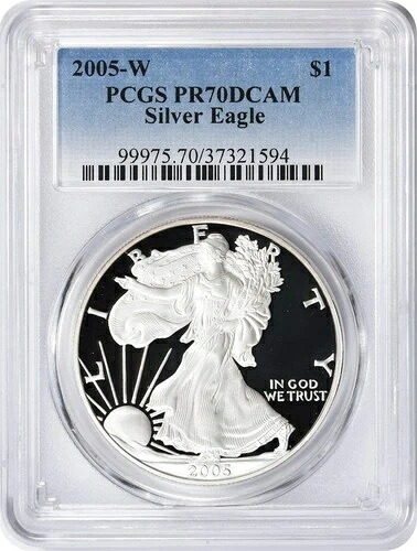 2005-W アメリカン シルバー イーグル ドル PR70DCAM PCGS プルーフ 70 ディープカメオ