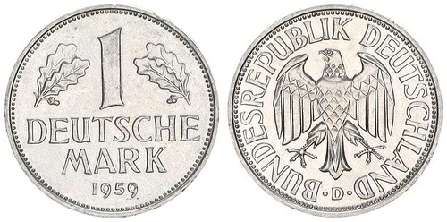 1 DM 通貨コイン 1959 D ほぼ新品 91814